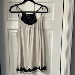 INC International Concepts Gray and Black Lace Tank Top